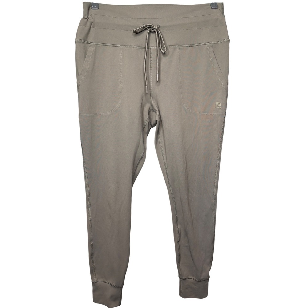 AVALANCHE Women Taupe High Rise Jogger Pants w/Pockets L Stretch Hiking Gorpcore